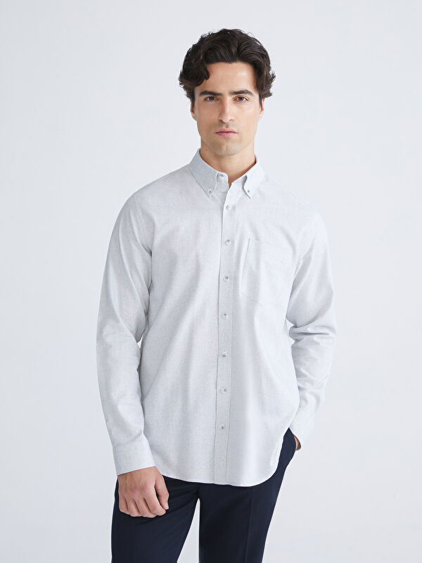 LCWAIKIKI Classic Regular Fit Long Sleeve Dobby Fabric Men's Shirt