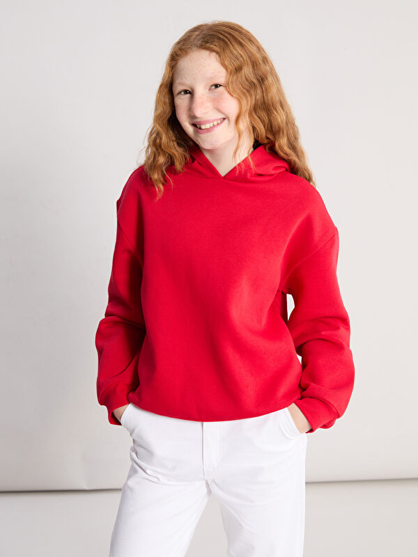 LCW Kids Kapüşonlu Kız Çocuk Kalın Sweatshirt