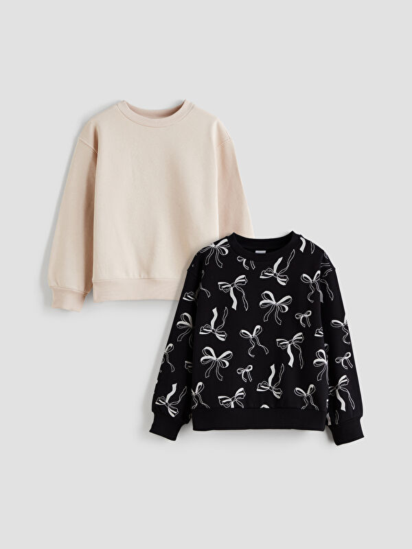 LCW Kids Bisiklet Yaka Kız Çocuk Sweatshirt 2'li