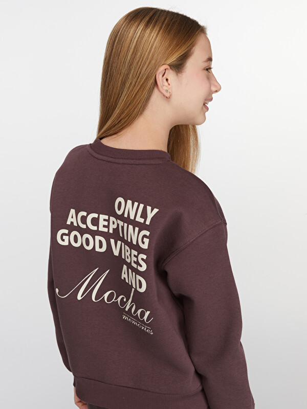 LCW Kids Sırt Baskılı Kız Çocuk Sweatshirt
