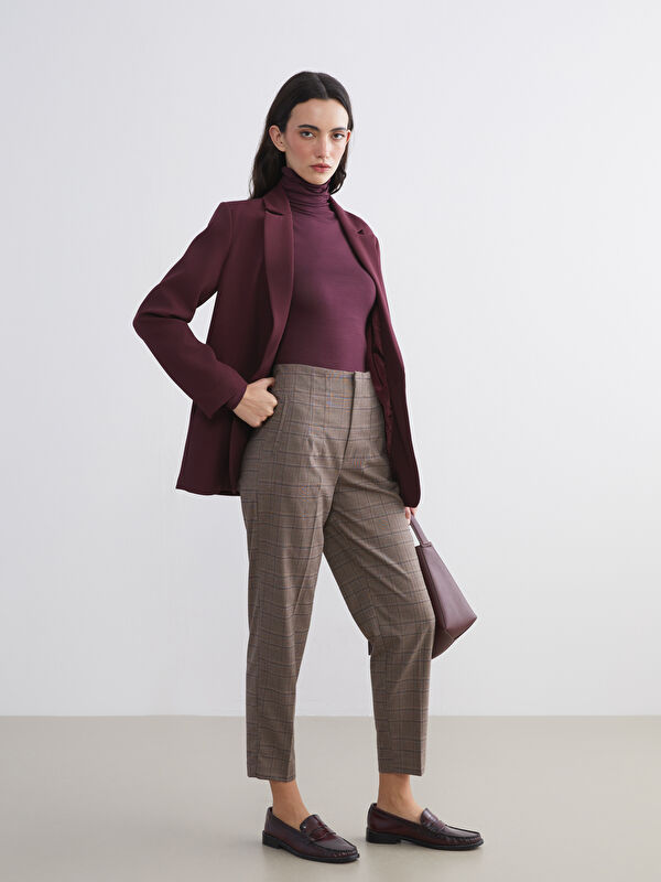 LCW Vision Schlanke Passform Karo Für Damen Plissierte Hosen