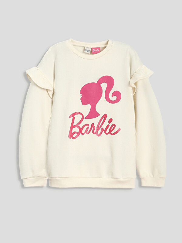 LCW Kids Crew Neck Barbie Printed Baby Girls' Sweatshirt