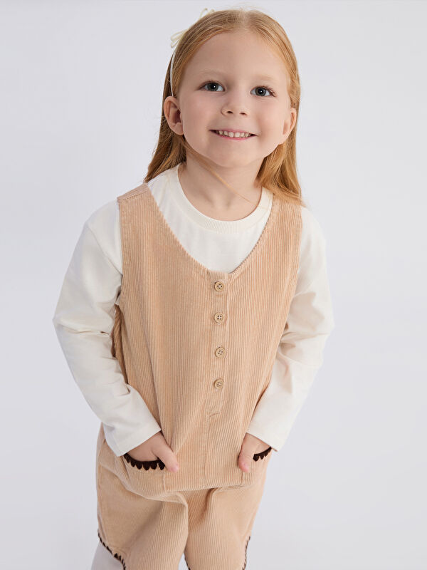 LCW Kids Қыздарға арналған барқыт комбинезон және колготкалар
