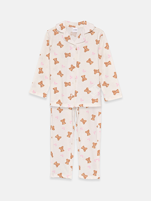 LCW Kids Teddy Bear Printed Girls' Pyjamas Set