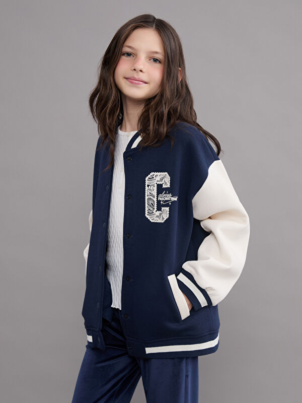 LCW Kids Baskılı Kız Çocuk Kolej Ceket
