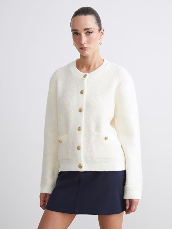 LCWAIKIKI Classic Crew Neck Women's Knitwear Cardigan