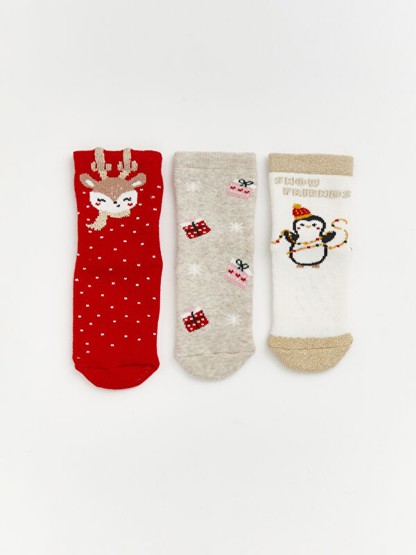 LCW baby Weihnachtliche Baby Mädchen Knöchelsocken 3er-Pack