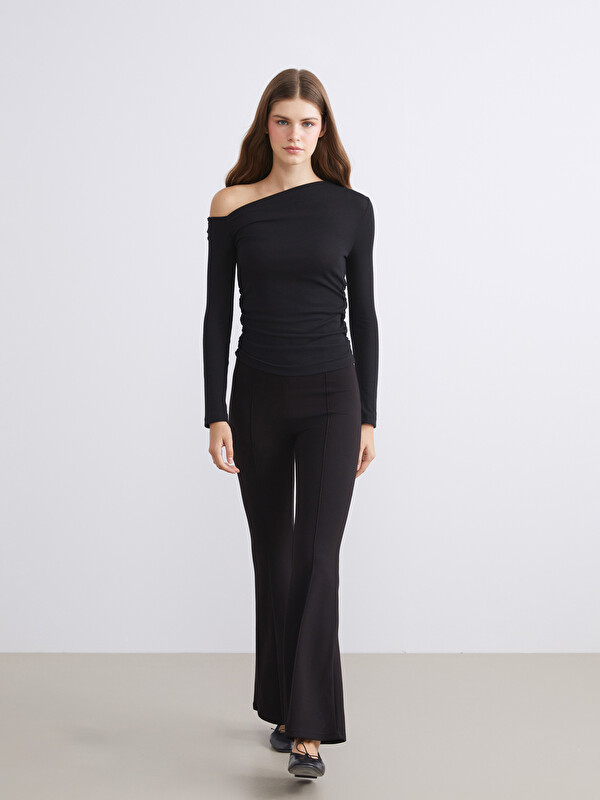 XSIDE Women's Trousers with Elastic Waist and Flared Leg