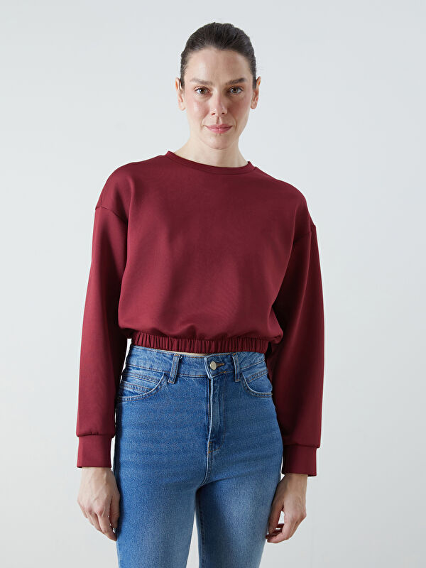 LCW ECO Bisiklet Yaka Crop Kadın Sweatshirt