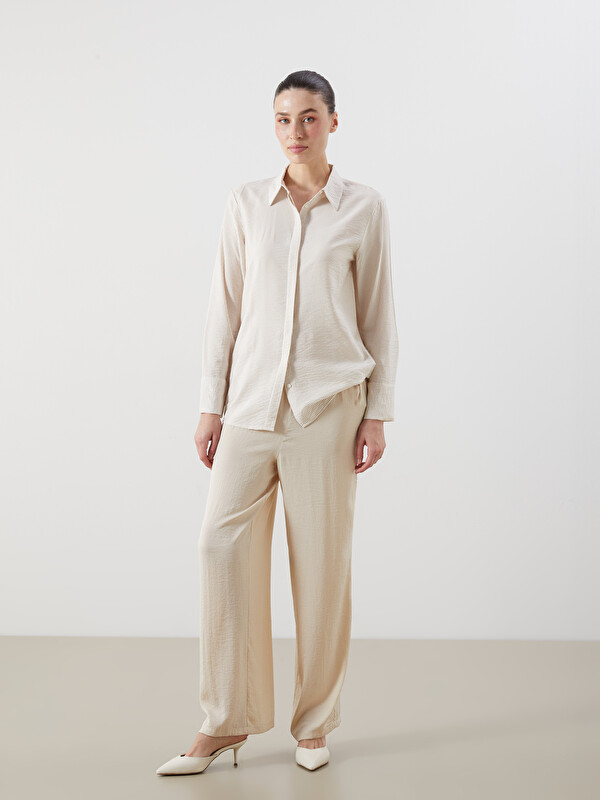 LCW ECO Pantalone sa elastičnim strukom i širokim nogavicama za žene