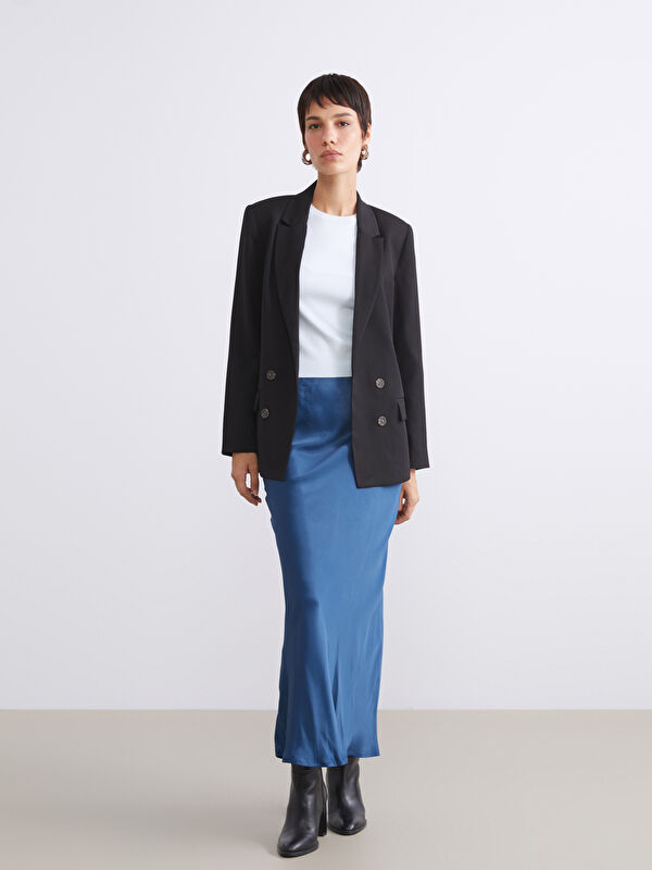 LCW Vision Slim Fit A-Line Satin Flared Skirt