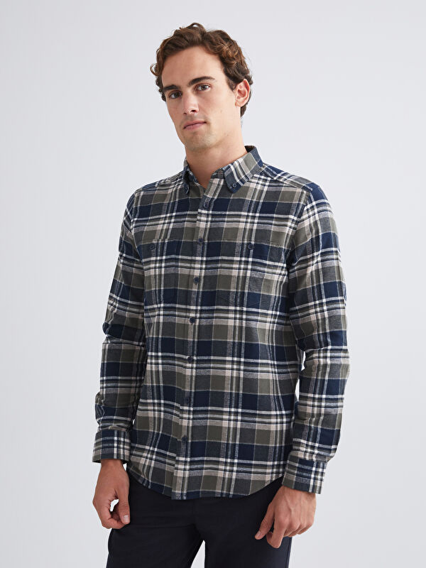 LCWAIKIKI Classic Regular Fit Ekose Gabardin Erkek Gömlek