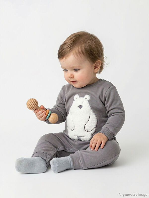 LCW baby Ayıcık Baskılı Erkek Bebek Tulum