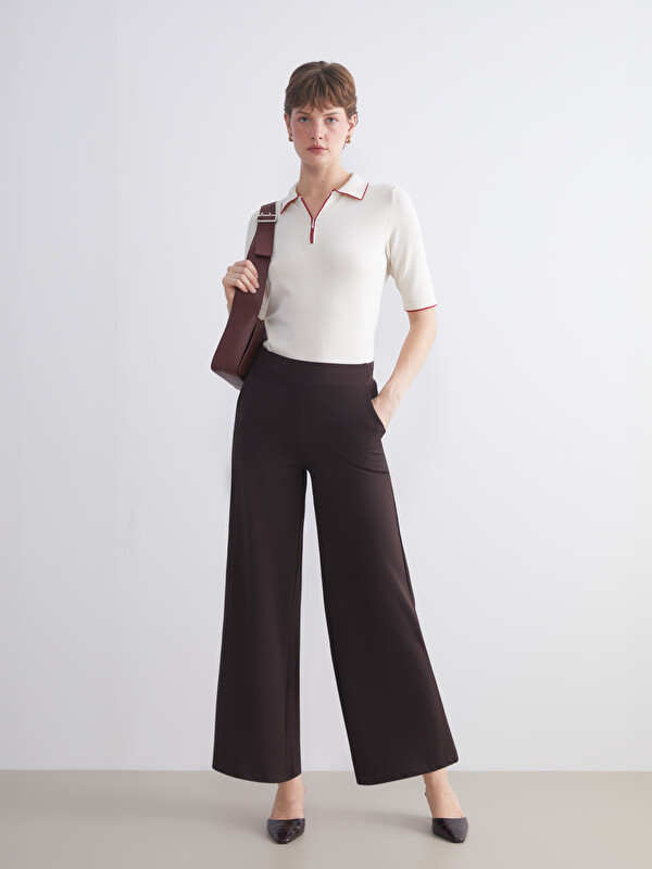 LCWAIKIKI Classic Beli Lastikli Geniş Paça Kadın Pantolon