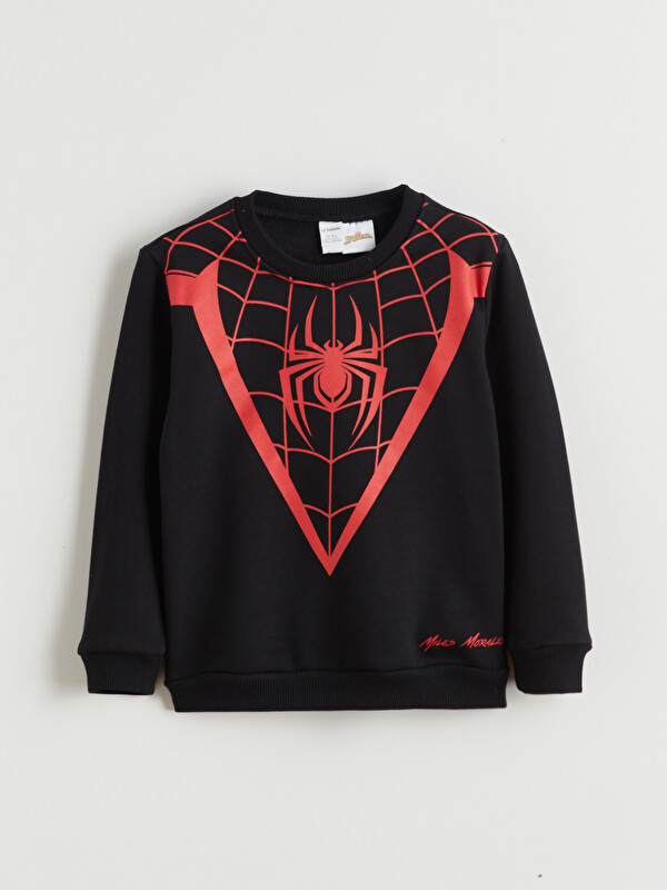 LCW Kids Bisiklet Yaka Spider-Man Baskılı Erkek Çocuk Sweatshirt