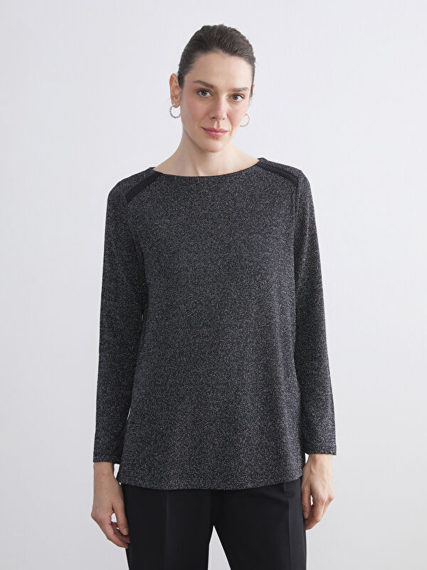LCW Grace Crew Neck Shiny Look Blouse