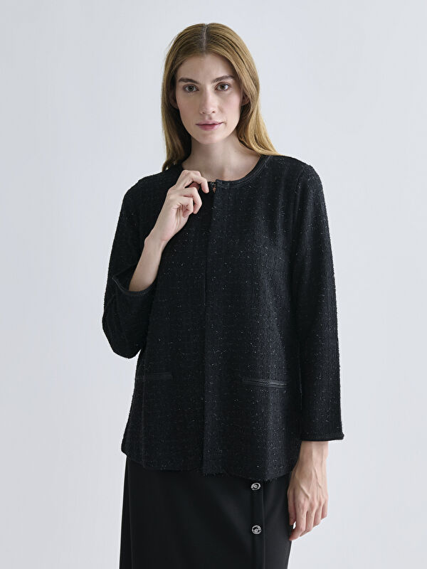 LCW Grace Crew Neck Plaid Women's Cardigan