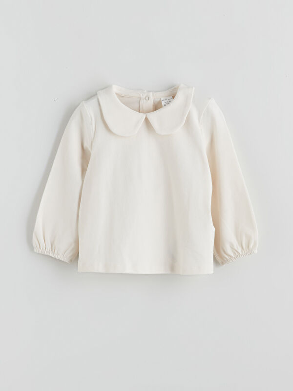 LCW baby Bebe Yaka Kız Bebek Sweatshirt