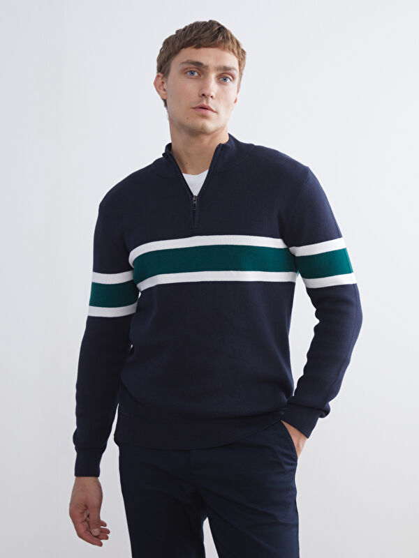 SOUTHBLUE Standard Pattern Stand Collar Long Sleeve Men's Sweater