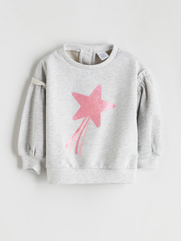 LCW baby Bisiklet Yaka Kız Bebek Sweatshirt