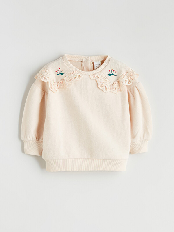 LCW baby Bebe Yaka Kız Bebek Sweatshirt
