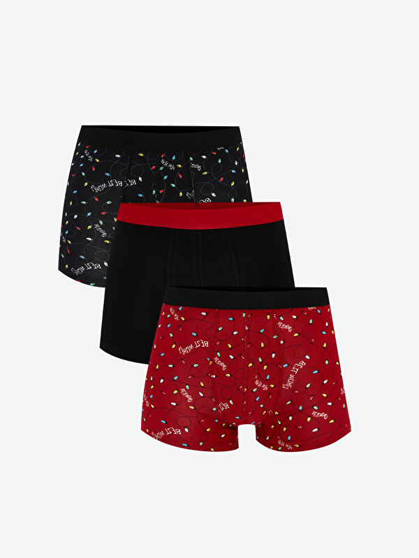 LC WAIKIKI Standart Kalıp Yılbaşı Temalı Erkek Boxer 3'lü