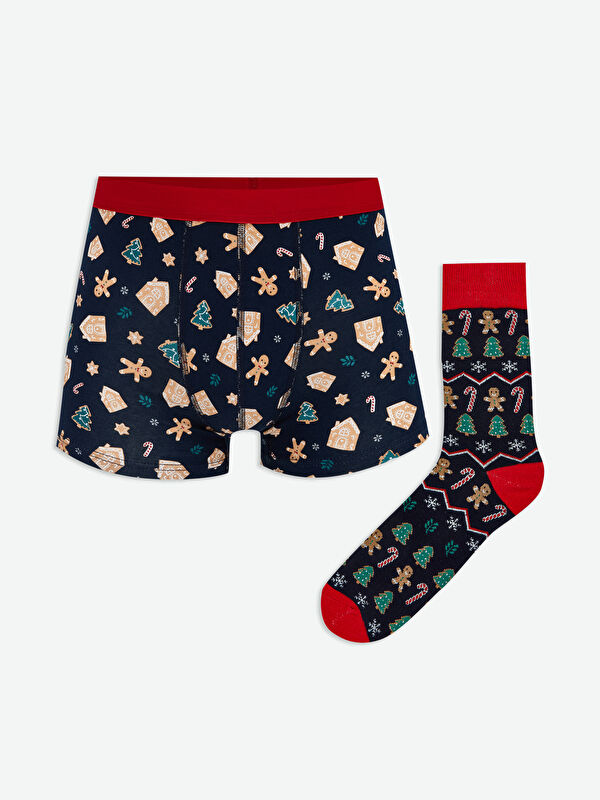LC WAIKIKI Yılbaşı Temalı Erkek Boxer ve Çorap