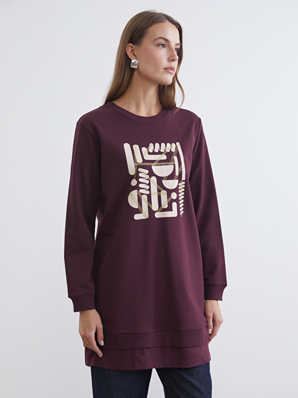 LCW EVERYDAY Crew Neck Printed Women's Sweatshirt Tunic