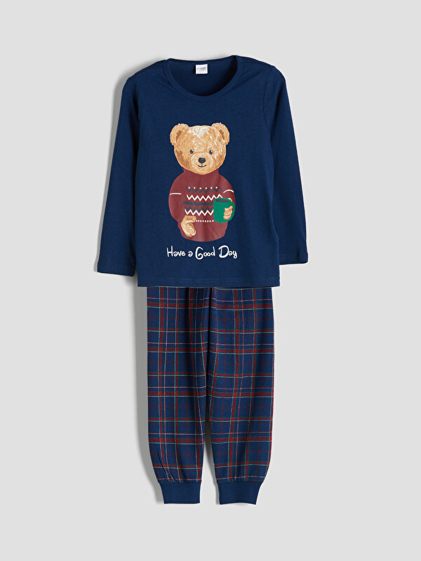 LCW Kids Teddy Bear Štampan Dečji Pidžama Komplet Porodična Kombinacija