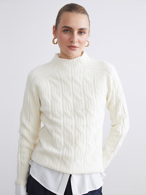 LCWAIKIKI Classic Funnel Neck Patterned Women's Knit Sweater
