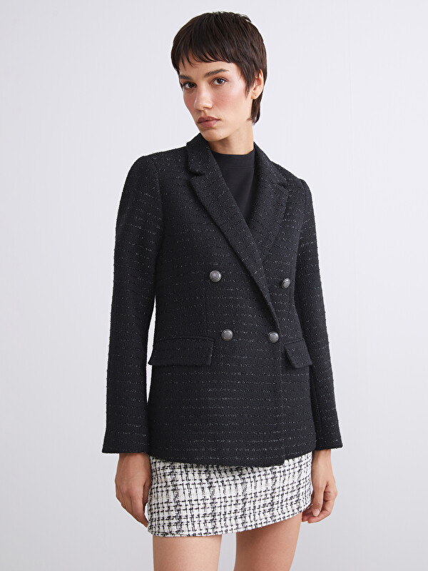 LCW Vision Textured Women's Tweed Blazer Jacket - W5FF91Z8-CVL