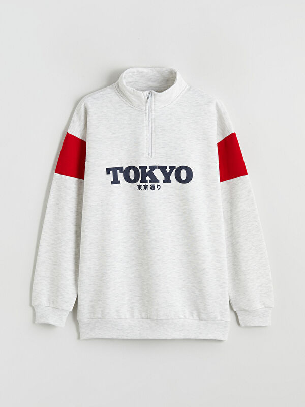 LCW Kids Tokyo Baskılı Erkek Çocuk Kalın Sweatshirt