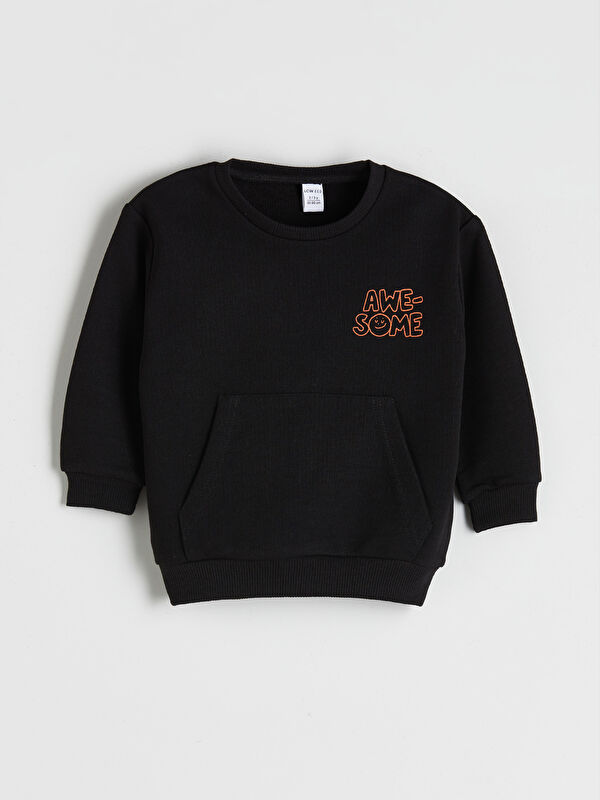 LCW ECO Bisiklet Yaka Baskılı Erkek Çocuk Sweatshirt