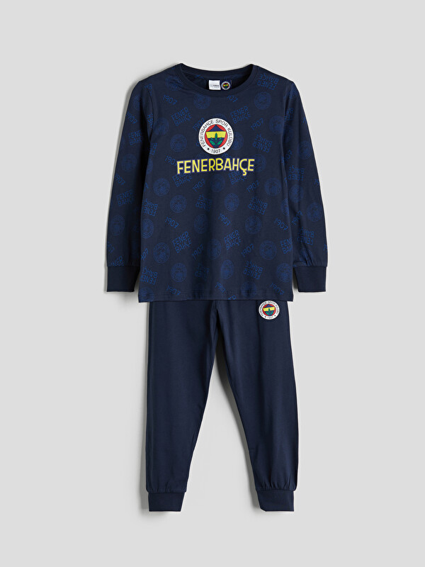 LCW Kids Bisiklet Yaka Fenerbahçe Baskılı Erkek Çocuk Pijama Takımı
