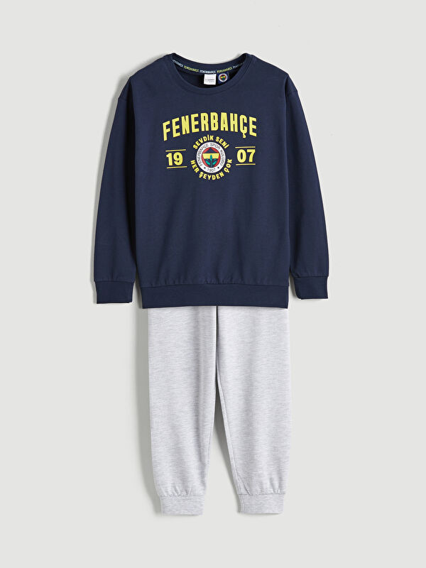 LCW Kids Bisiklet Yaka Fenerbahçe Baskılı Erkek Çocuk Pijama Takımı