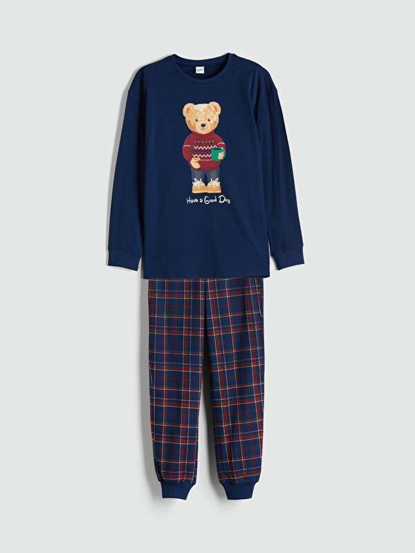 LCW Kids Teddy Bear Printed Boys' Pyjamas Set Family Combination
