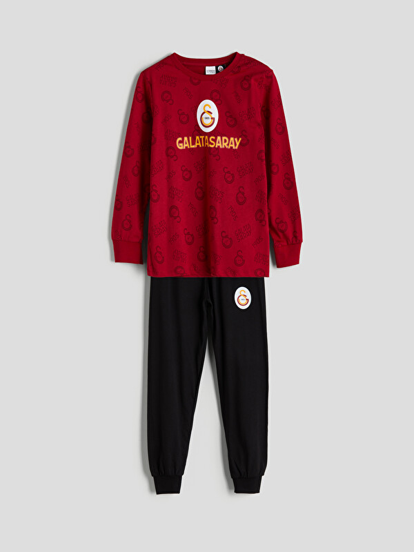 LCW Kids Bisiklet Yaka Galatasaray Baskılı Erkek Çocuk Pijama Takımı