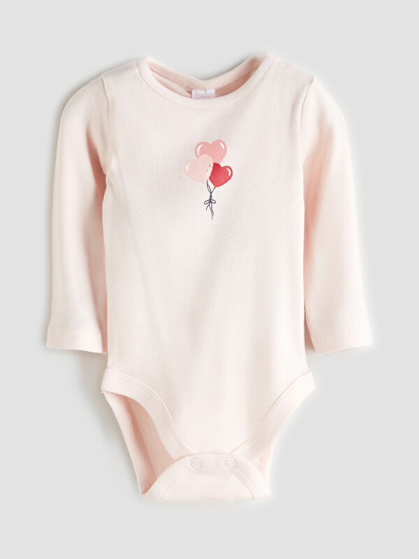 LCW baby Baskılı Kız Bebek Çıtçıtlı Body