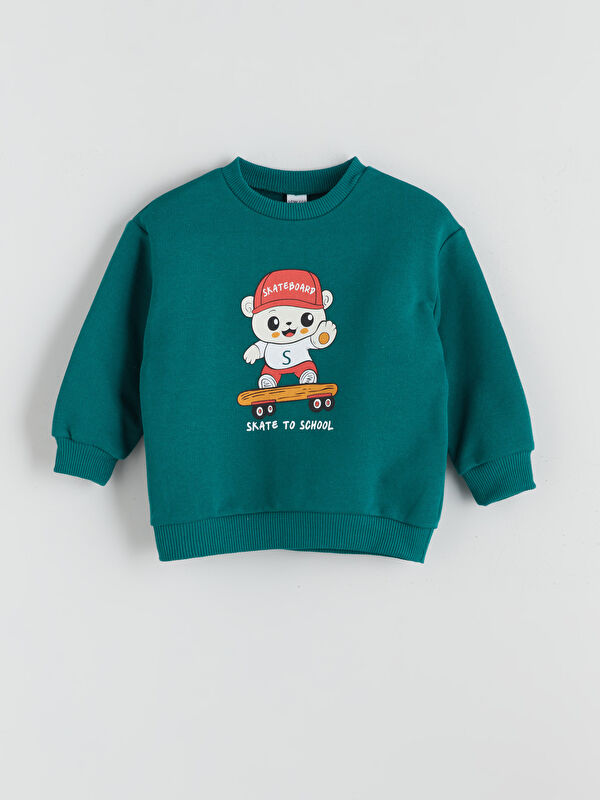 LCW ECO Bisiklet Yaka Baskılı Erkek Çocuk Sweatshirt