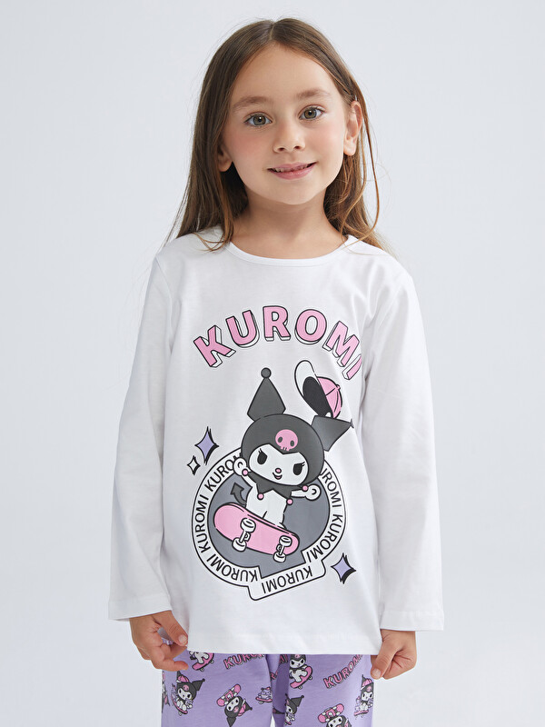 LCW Kids Bisiklet Yaka Kuromi Baskılı Kız Çocuk Pijama Takımı
