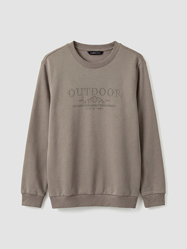 LCWAIKIKI Classic Crew Neck Printed Men's Thick Sweatshirt