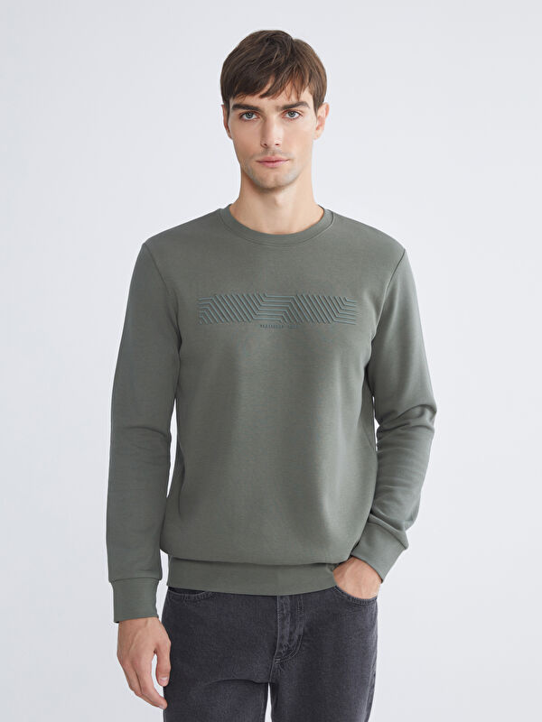 LCWAIKIKI Classic Crew Neck Printed Men's Thick Sweatshirt