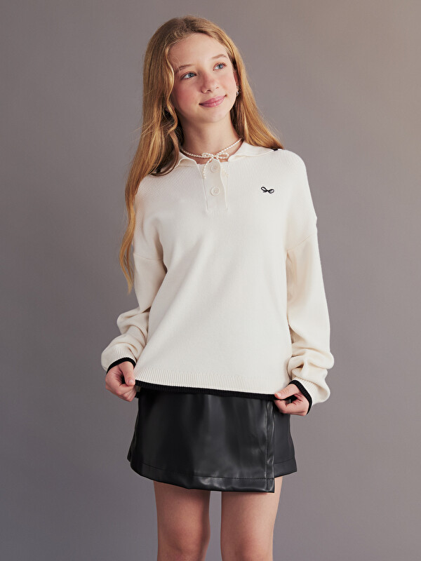 LCW Kids Polo Yaka Kız Çocuk Kazak