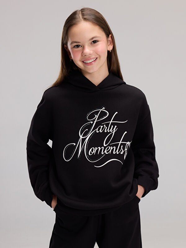 LCW Kids Kapüşonlu Kız Çocuk Kalın Sweatshirt