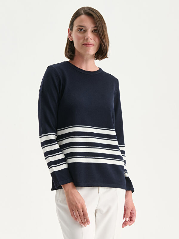 LCW Grace Rundhalsausschnitt Gestreifter Strickpullover für Damen