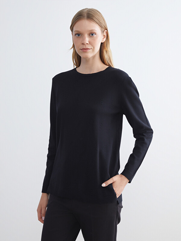 LCW Grace Crew Neck Self-Patterned Women's Knitwear Sweater