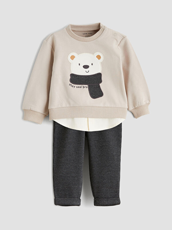 LCW baby Baskılı Erkek Bebek Sweatshirt ve Pantolon 2'li