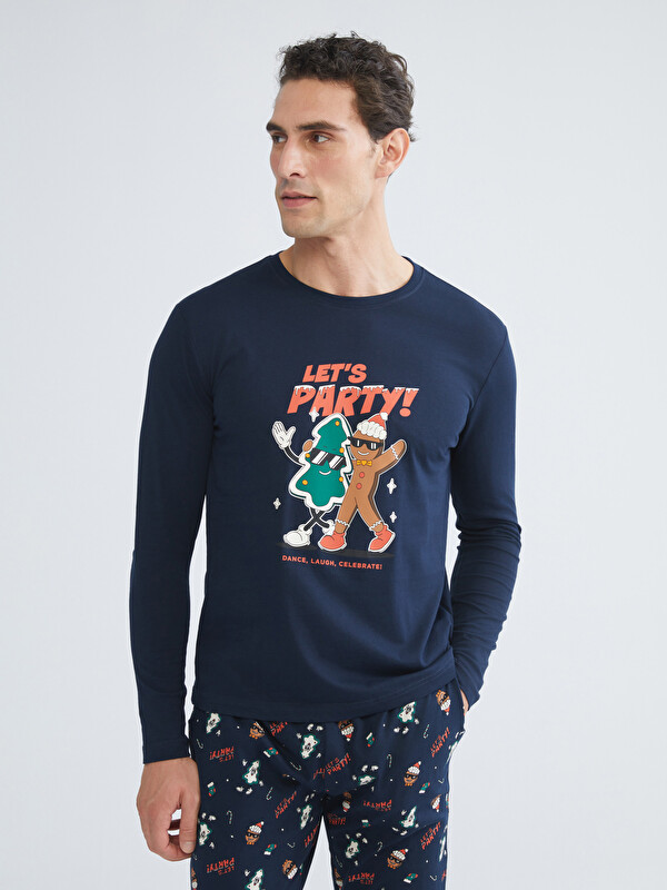 LC WAIKIKI Standart Kalıp Yılbaşı Temalı Erkek Pijama Takımı