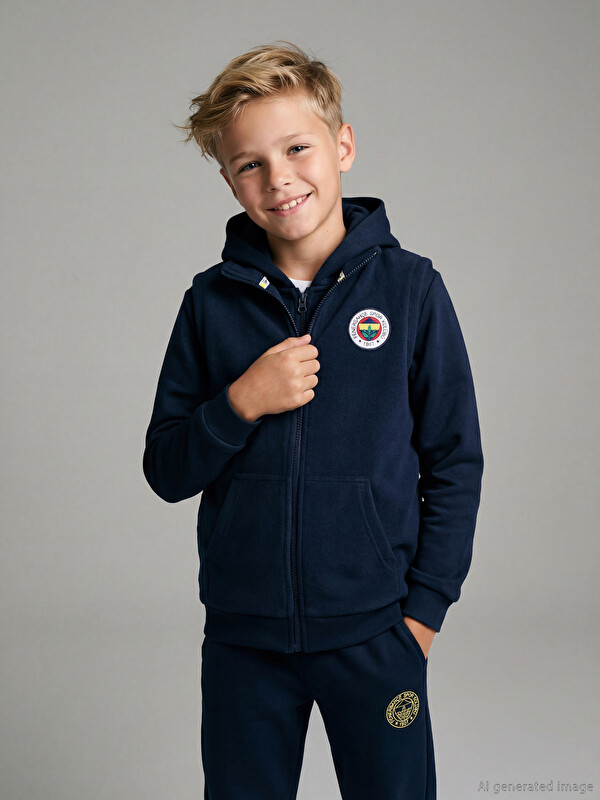 LCW Kids Dik Yaka Fenerbahçe Baskılı Polar Erkek Çocuk Yelek