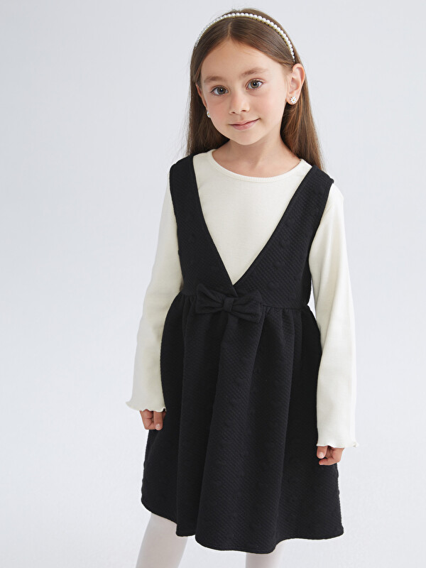 LCW Kids Fiyonk Detaylı Kız Çocuk Elbise ve Tişört